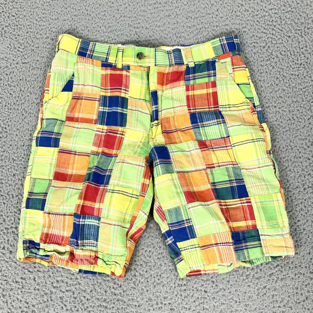 Loudmouth Golf Shorts Mens 36 Multicolor 10" Plaid Patchwork Chino Golf Summer